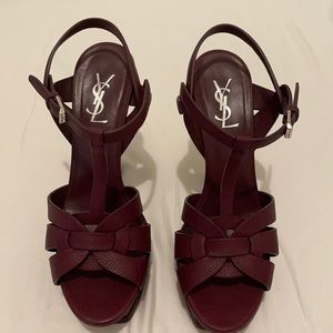 YSL Tribute Heels in Burgundy